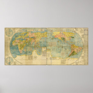 Póster Kunyu Wanguo Quantu Mapa de Matteo Ricci