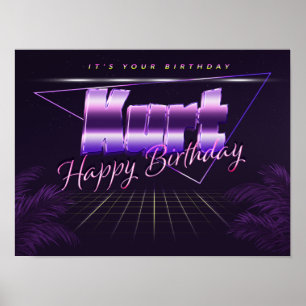 Póster Kurt Name Vorname lila retro Poster Geburtstag