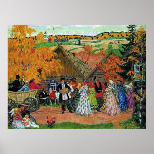 Póster Kustodiev - Fiesta del pueblo,