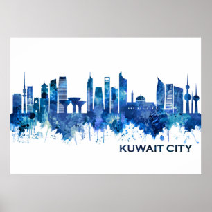 Póster Kuwait City Skyline Blue