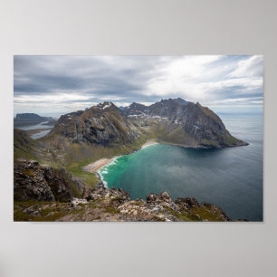 Póster Kvalvika Lofoten Noruega