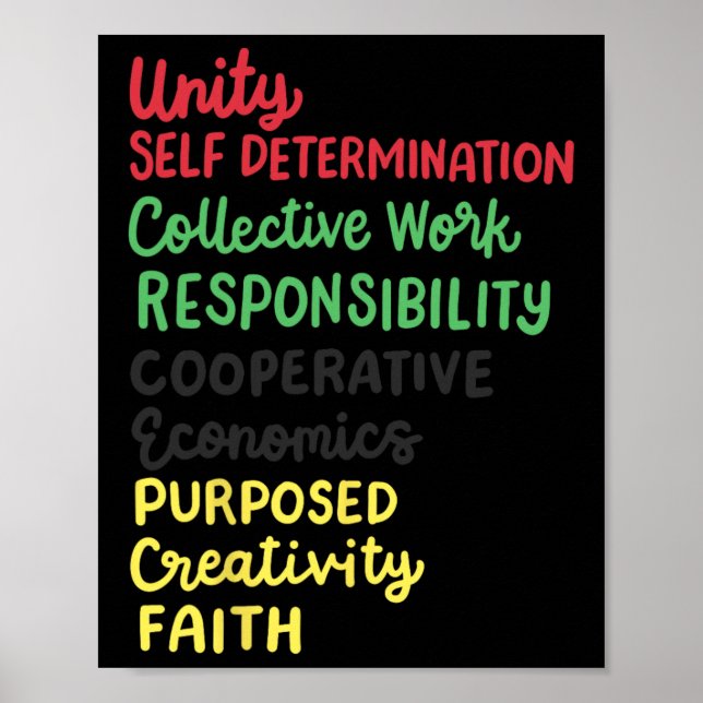 Póster Kwanzaa 7 Principios Orgullo negro afroamericano (Frente)