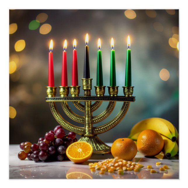 PÓSTER KWANZAA - KINARA -  (Anverso)