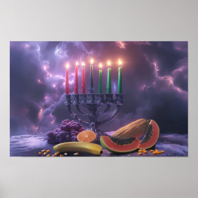 PÓSTER KWANZAA - KINARA - MISHUMAA SABA -  (Frente)