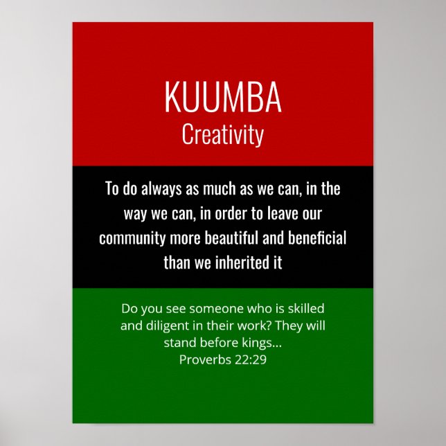 Póster Kwanzaa KUMBA moderno (Frente)