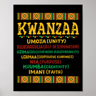 Póster Kwanzaa Navidades afroamericanos 7 Principios para