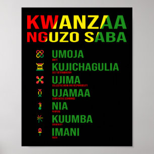 Póster Kwanzaa - Nguzo Saba - El diseño de los siete prin