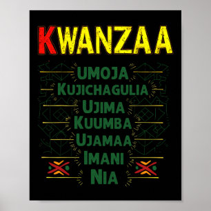 Póster Kwanzaa Principios celebra a afroamericano él