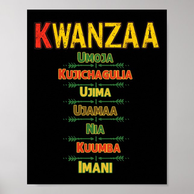 Póster Kwanzaa Principios celebra a afroamericano él (Frente)
