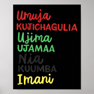 Póster Kwanzaa Siete principios cristiana afroamericana