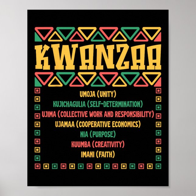 Póster Kwanzaa Siete Principios Gráfica de Fe de Umoja (Frente)