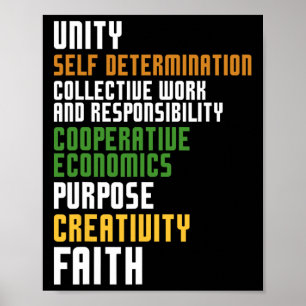 Póster Kwanzaa Siete principios Unidad Autodeterminación