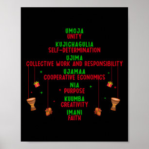 Póster Kwanzaa Siete principios Unidad del árbol Gráfico 