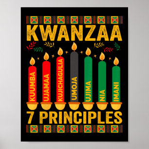Póster Kwanzaa Siete Principios Velas Hombres Mujeres Kwa