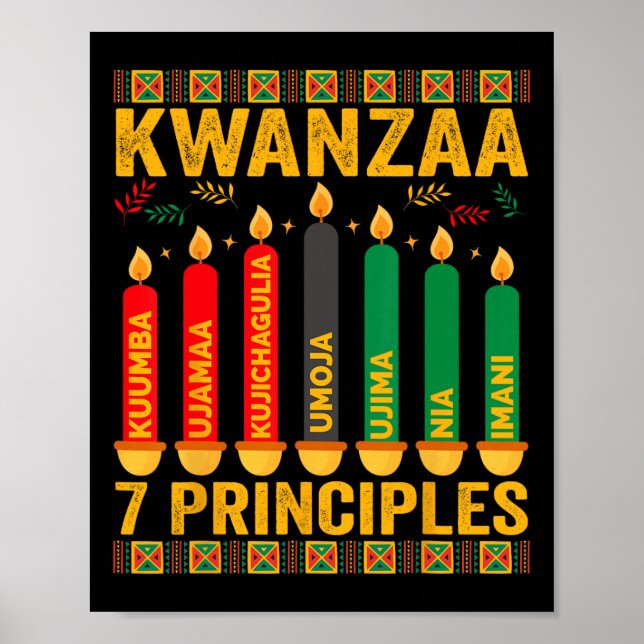 Póster Kwanzaa Siete Principios Velas Hombres Mujeres Kwa (Frente)