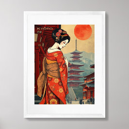 Póster Kyōto 京 都 tarjeta retro japonesa geisha