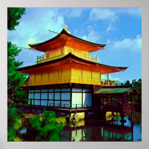 Póster Kyoto - KINKAU - Golden Pavillion