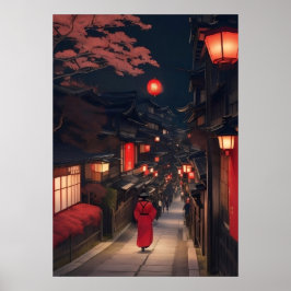 Póster Kyoto Night Lanterns Poster