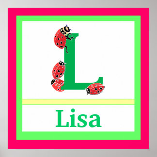 Póster L es para Ladybug y Chica Nombre Wall Art para niñ