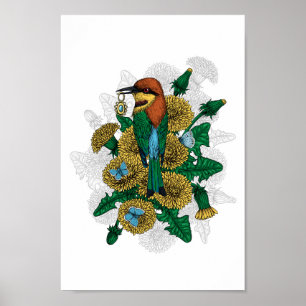 Póster La abeja come con el colgante dorado