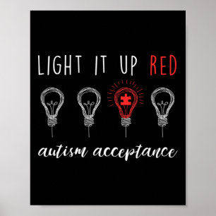Póster La aceptación del autismo lo iluminó de rojo.