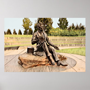 Póster La acuarela de la estatua monumental de Lincoln de