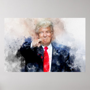 Póster La acuarela del retrato de Donald Trump