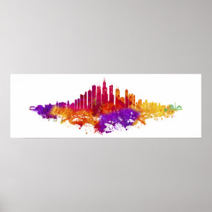 Póster La acuarela del Skyline de Chicago en blanco