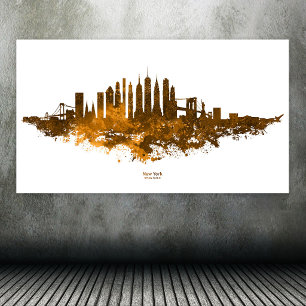 Póster La acuarela del Skyline de la ciudad de Nueva York