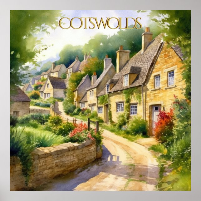 Póster La acuarela encantadora en los viajes de Cotswolds (Frente)