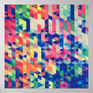 Póster La acuarela geométrica abstracta forma el modelo