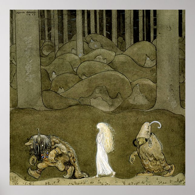 Póster La acuarela "La princesa y los trolls" de John B (Frente)