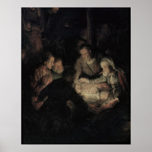 Póster La adoración de los pastores, detalle, 1646