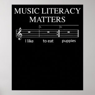 Póster La alfabetización musical importa el Chiste Leer m