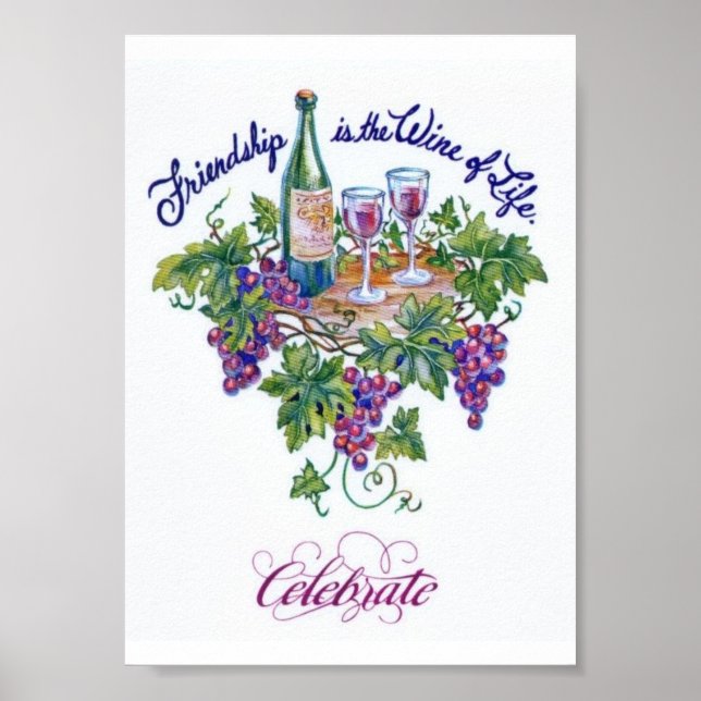 Póster La amistad es el vino del poster de la Vida (Frente)