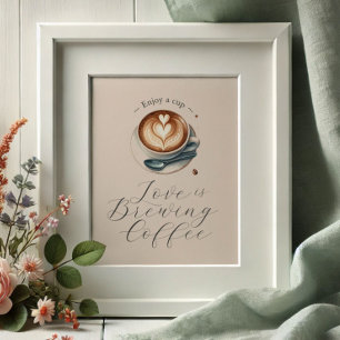 Póster La Amor Está Preparando Desayuno Nupcial Café Bar