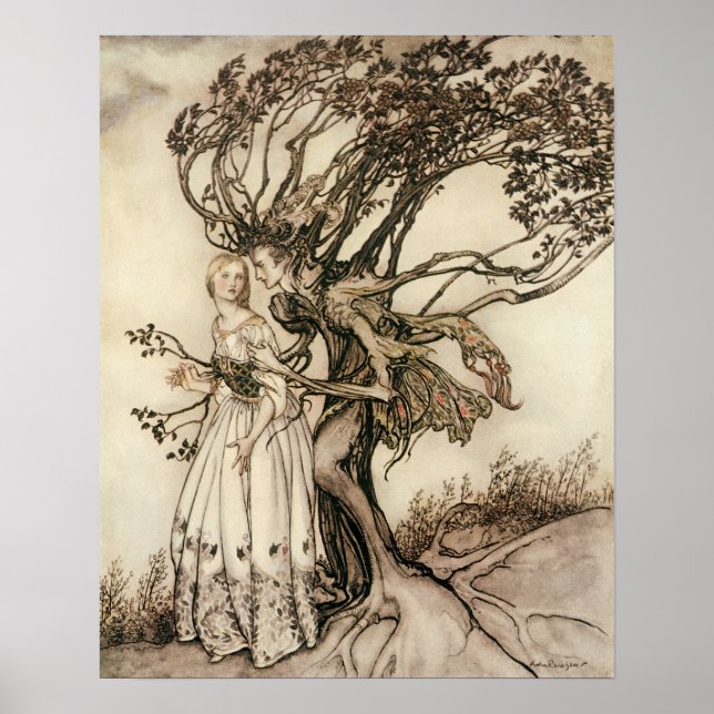 Póster La anciana en la madera por Arthur Rackham (Frente)