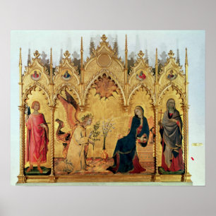 Póster La Anunciación con Santa Margarita y San Pedro.