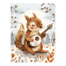 La ardilla juega al Banjo Nursery Wall Art