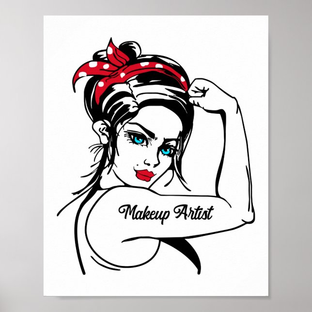 Póster La artista de maquillaje Rosie The Riveter Pin Up (Frente)