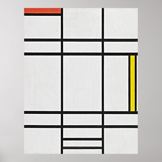 Póster La audaz armonía de Mondrian en rojo, blanco y ama (Frente)