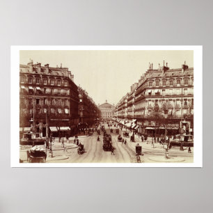 Póster La Avenida de la Ópera, París (foto sepia)
