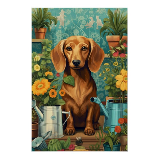 Póster La aventura de jardinería de Dachshund (Anverso)