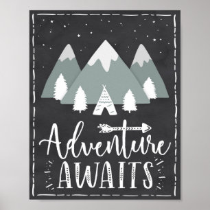Póster La aventura espera a Boho Mountains Teepee Poster