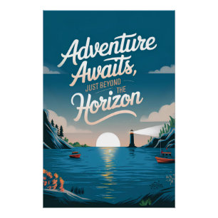 Póster La aventura espera, justo más allá del horizonte