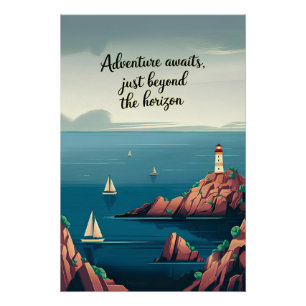 Póster La aventura espera, justo más allá del horizonte