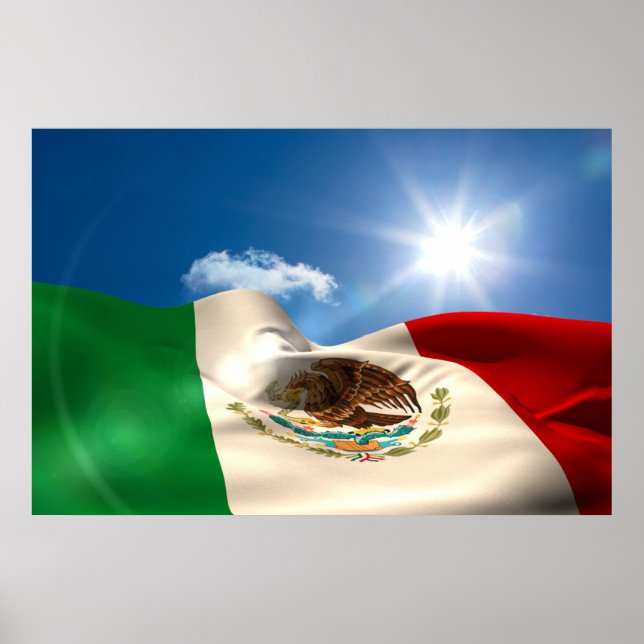 Póster La bandera de México de origen digital se desliza (Frente)