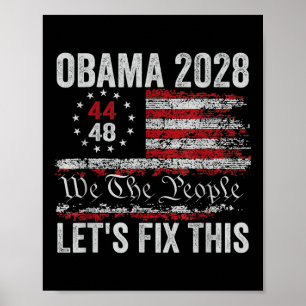 Póster La bandera de Obama vintage retro patriótico 2028 