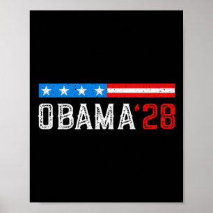 Póster La bandera de Obama vintage retro patriótico 2028 
