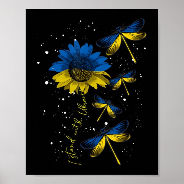 Póster La bandera de Ucrania del girasol de Ucrania se qu (Frente)